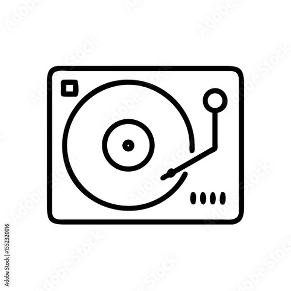 Fototapeta Vector illustration of a DJ turntable in a sleek style on a white background with copy space