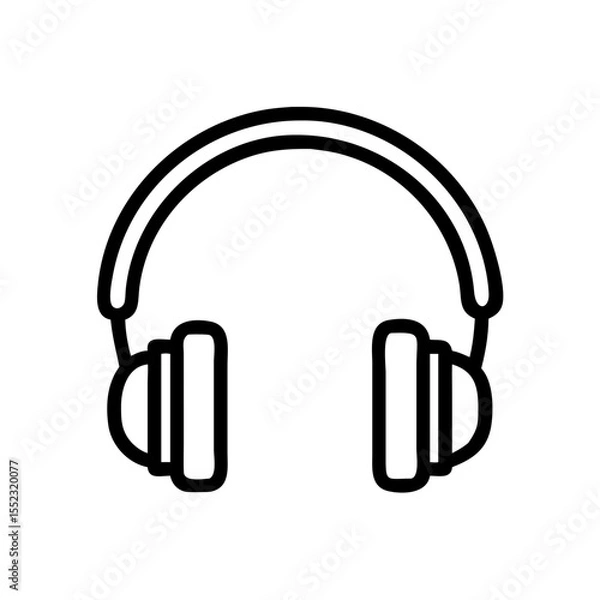 Fototapeta Vector illustration of headphones in a modern style on a white background with copy space