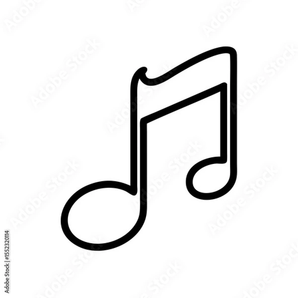 Fototapeta Vector illustration of a musical note in a minimalist style on a white background with copy space