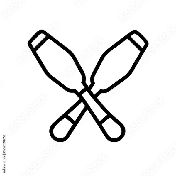 Fototapeta Vector illustration of crossed juggling clubs in a minimalist style on a white background with copy space