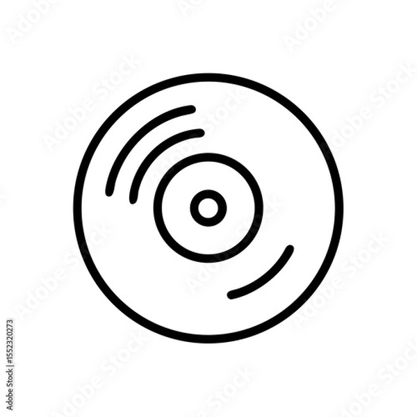Fototapeta Vector illustration of a vinyl record in a retro style on a white background with copy space