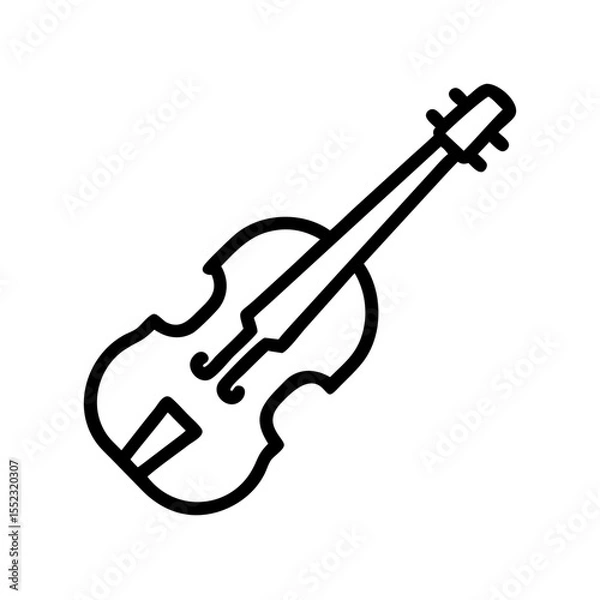 Fototapeta Vector illustration of a violin in a classic style on a white background with copy space