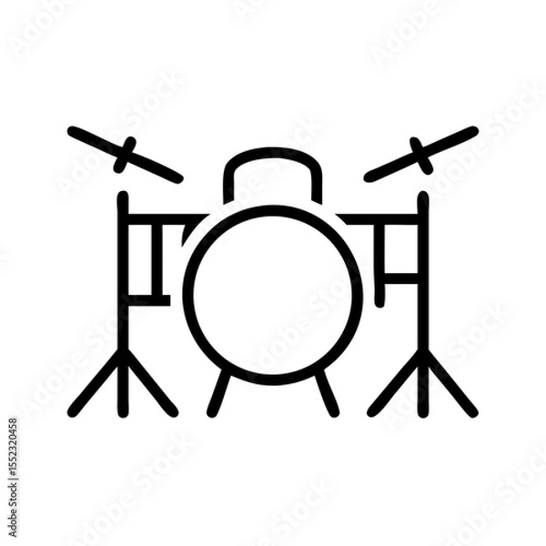 Fototapeta Vector illustration of a drum kit in a dynamic style on a white background with copy space