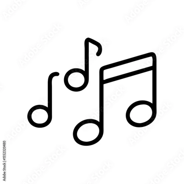 Fototapeta Vector illustration of musical notes in a lively style on a white background with copy space