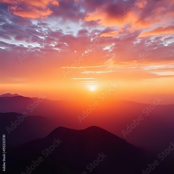 Obraz Colorful summer sunrise in Carpathian mountain