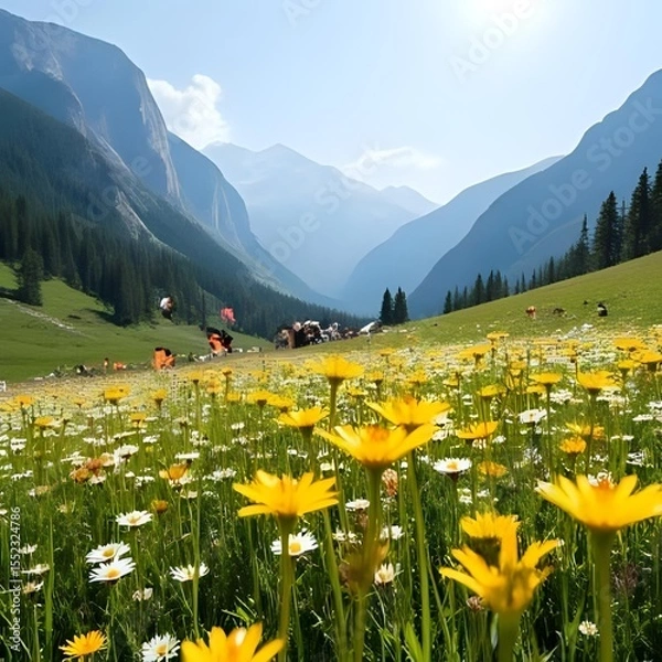 Obraz alpine meadow with wildflowers
