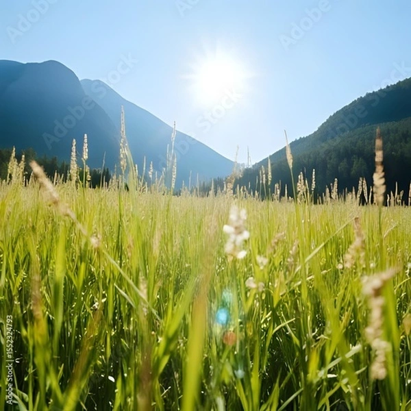 Obraz meadow and mountains