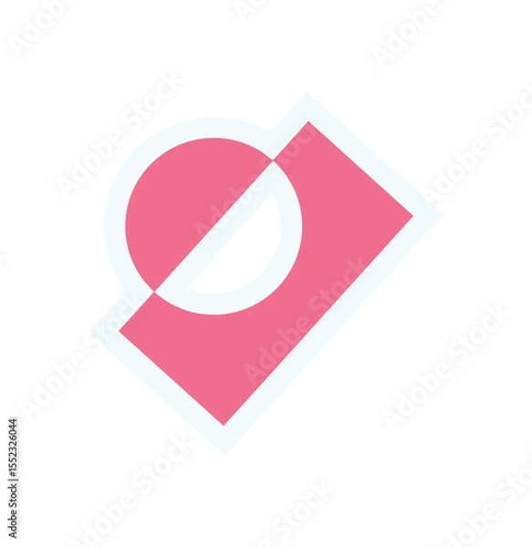 Obraz Brutalist abstract geometric shape sticker. Modern flat icon and graphic element. This unique shape combines a circle and square with a bold design, ideal for contemporary projects, branding, or art.