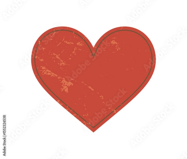 Obraz Bold heart shape. Abstract symbol of love. Grunge texture enhances this modern element. This brutalist design fits well in contemporary settings, perfect for stickers or graphic projects.