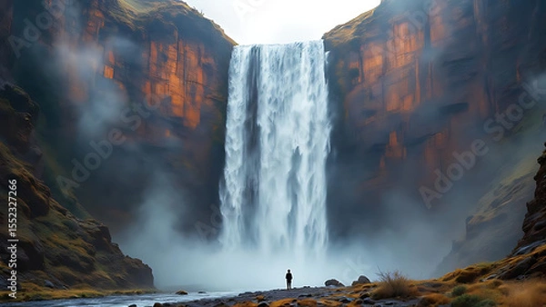 Obraz Majestic Twin Waterfalls in Mountain View