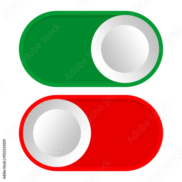 Obraz Editable EPS Vector On Off Button Icons in Graphic Style for Technology Interface UI Symbol Isolated on White Background