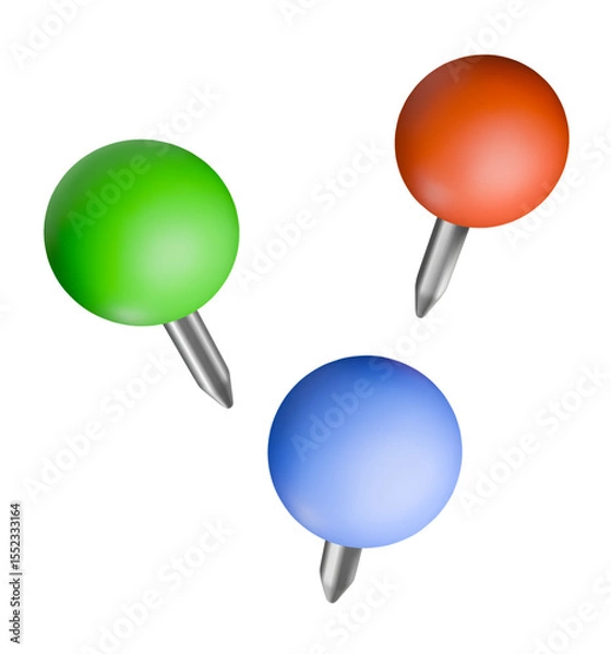 Obraz Colorful pushpins for office map or bulletin board