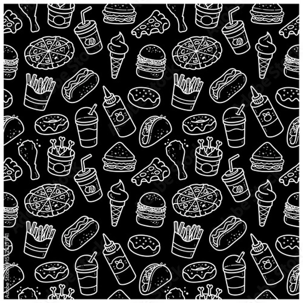 Obraz Little ellement Fastfood background black