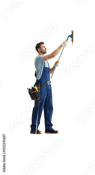 Fototapeta A window cleaner on a scaffold