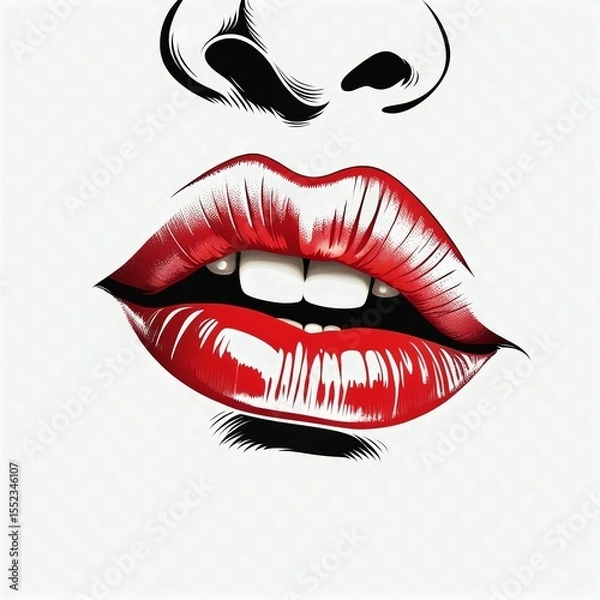 Obraz red lips vector illustration