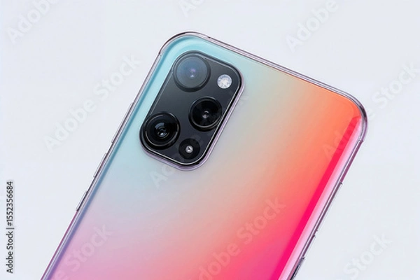 Fototapeta Sleek modern smartphone with vibrant gradient back