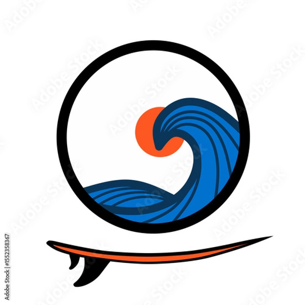 Obraz vector waves and surfboard