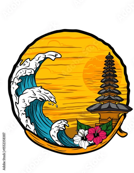 Obraz waves and sunset vector