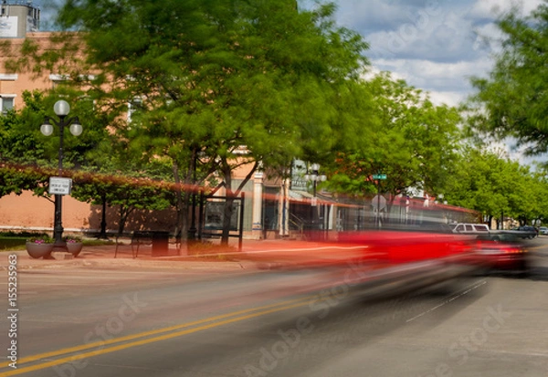 Obraz long exposure small town street