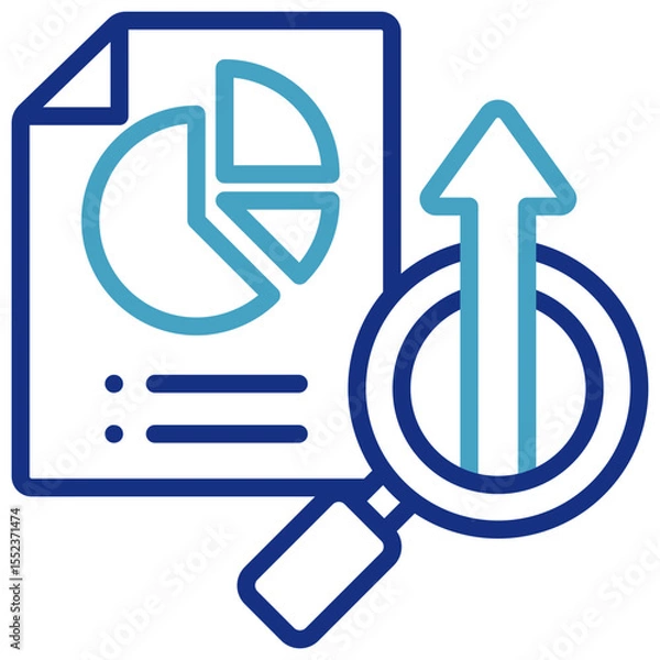 Fototapeta The icon represents concepts related to data analysis, market research, evaluation based on findings with the main goal of achieving growth, improvement or better results.