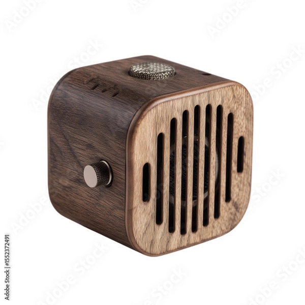Fototapeta Old retro vintage radio, a classic object of sound technology, isolated on white