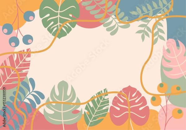 Fototapeta The floral background is decorated with beautiful multicolored leaves