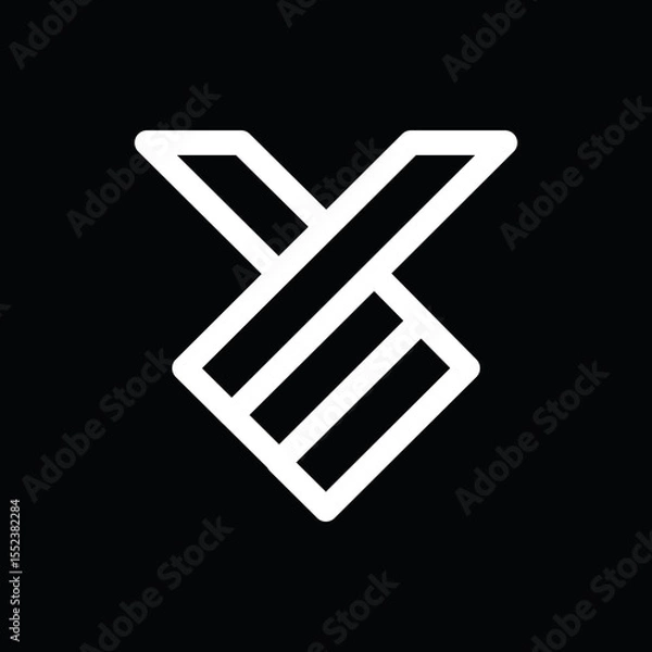 Fototapeta the logo consists of monogram the letter Y and m. Abstract, outline and elegant.