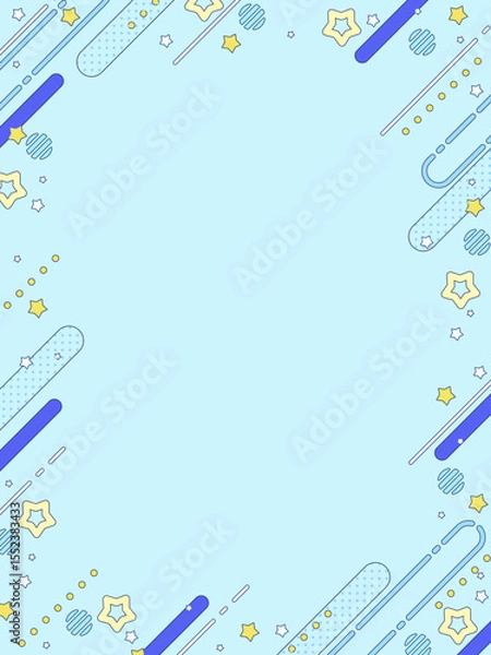 Obraz レトロポップでかわいい、星柄のフレーム