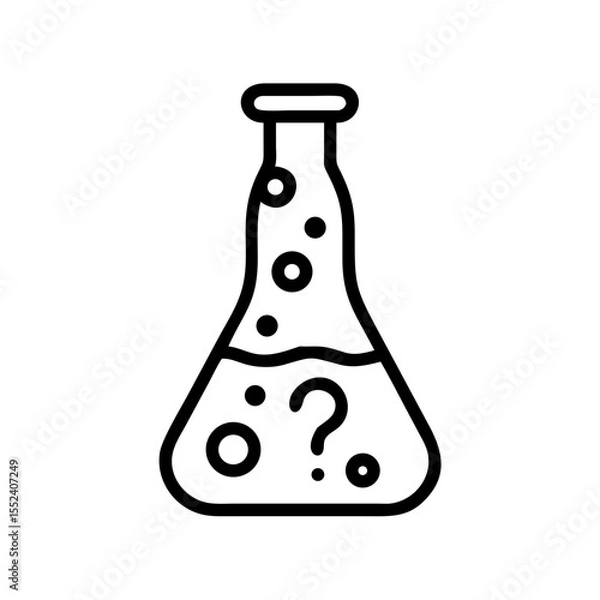 Fototapeta Laboratory Icon - Flask with Bubbles and Question Mark