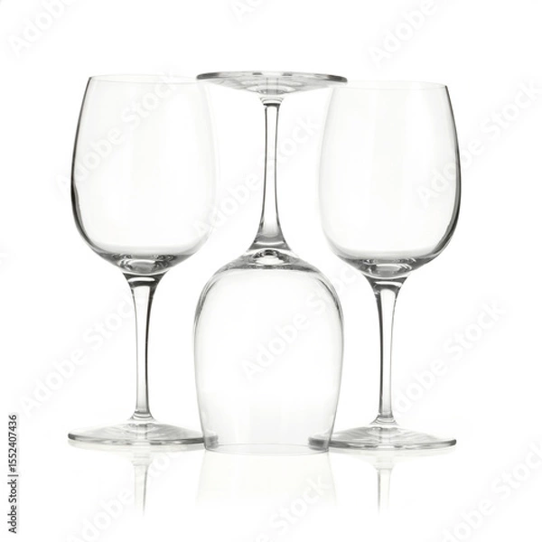 Fototapeta set of empty glasses isolated on white
