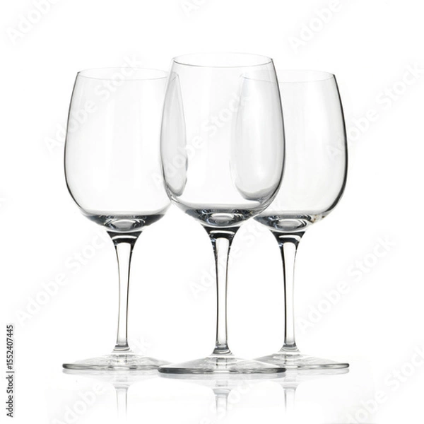 Fototapeta set of empty glasses isolated on white