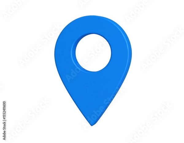 Obraz A vibrant blue 3D map pin, symbolizing location