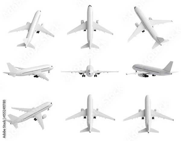 Obraz Twelve monochrome airplane views, various angles