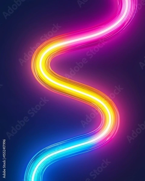 Obraz Colorful Neon Light Wave on Dark Background for Creative Design Use