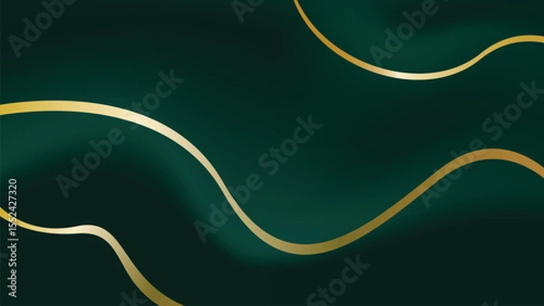 Obraz Luxury emerald green gradient background with gold line vector