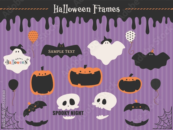 Obraz テキストフレームとして使えるハロウィンイラストセット