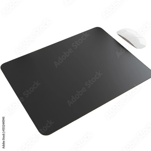 Obraz Isolated Black Mousepad with White Wireless Mouse Computer Accessory