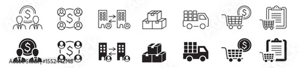 Fototapeta B2B icon set. Business to business. Editable stroke line icons collection. Vector illustration.
