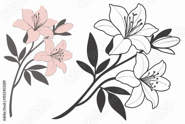 Obraz Azalea Silhouette Graphic for Printing and Design