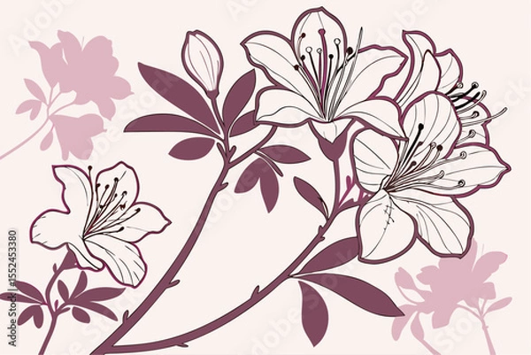 Obraz Botanical Azalea Flower Silhouette Set
