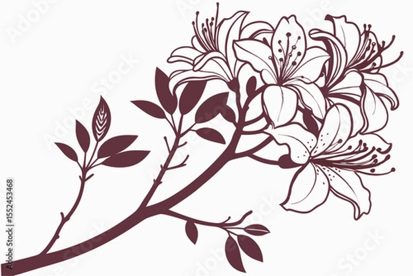 Obraz Stylized Azalea Silhouette for Crafts and Decor