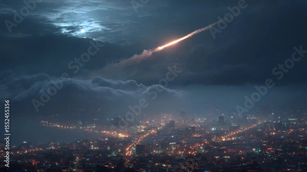 Obraz Ballistic Missile Launch Through Evening Sky