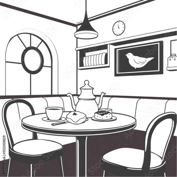 Fototapeta A tea room serving scones with jam and cream