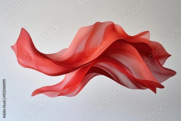 Fototapeta Flowing red fabric isolated on white background for fashion, design, or artistic projects.