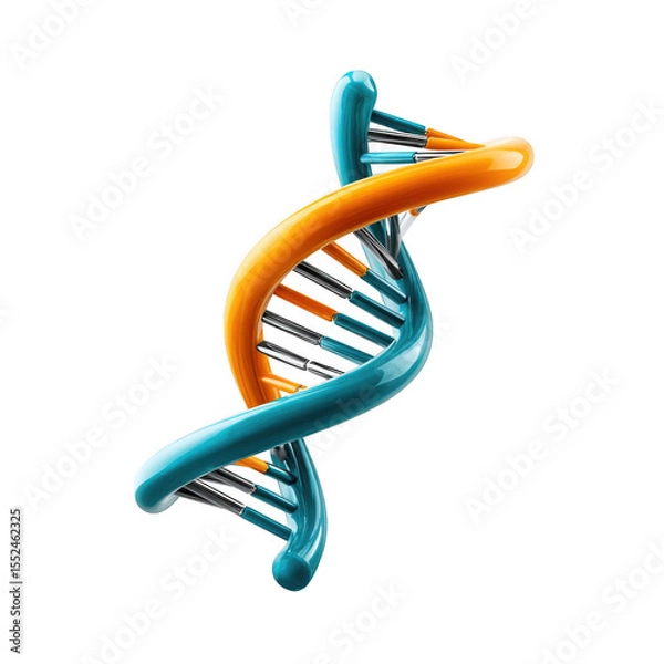 Fototapeta 3D Abstract dna double helix model isolated on transparent background