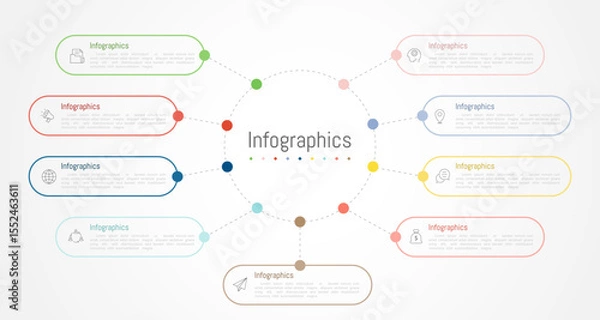 Fototapeta Infographic 9 options design elements for your business data. Vector Illustration.
