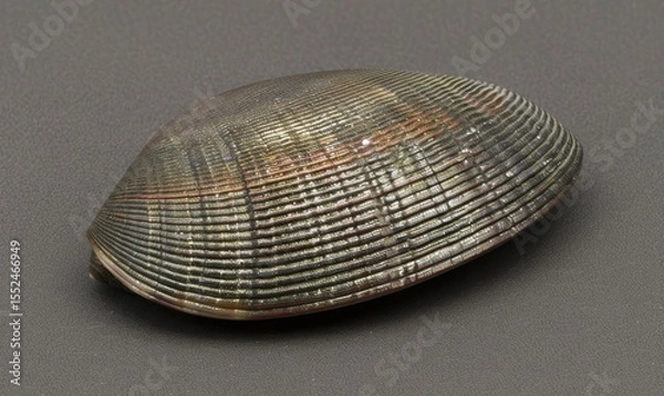 Fototapeta Isolated single clam shell with intricate texture and delicate line patterns