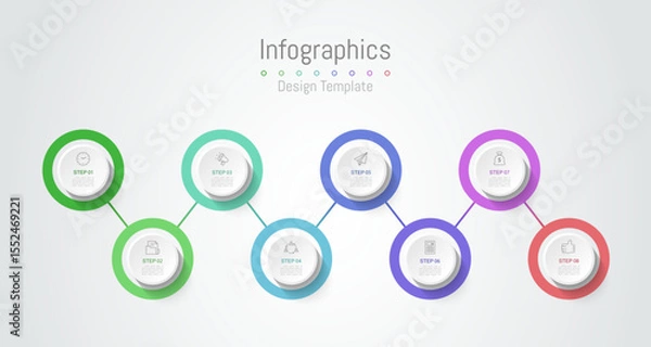 Fototapeta Infographic 8 options design elements for your business data. Vector Illustration.