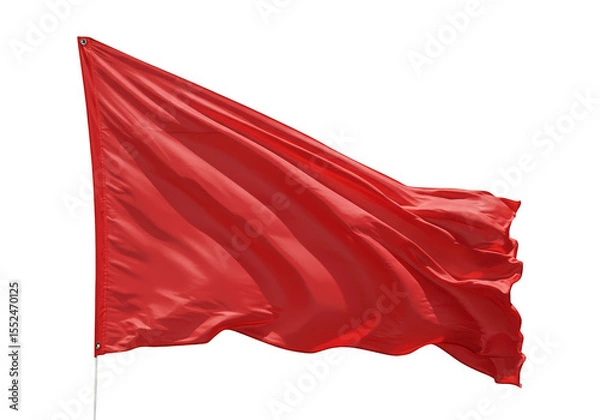 Fototapeta Isolated Red Waving Flag Sign On Transparent Background Illustration