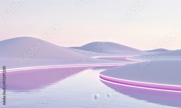 Fototapeta Surreal landscape with luminous waters and pastel skies background